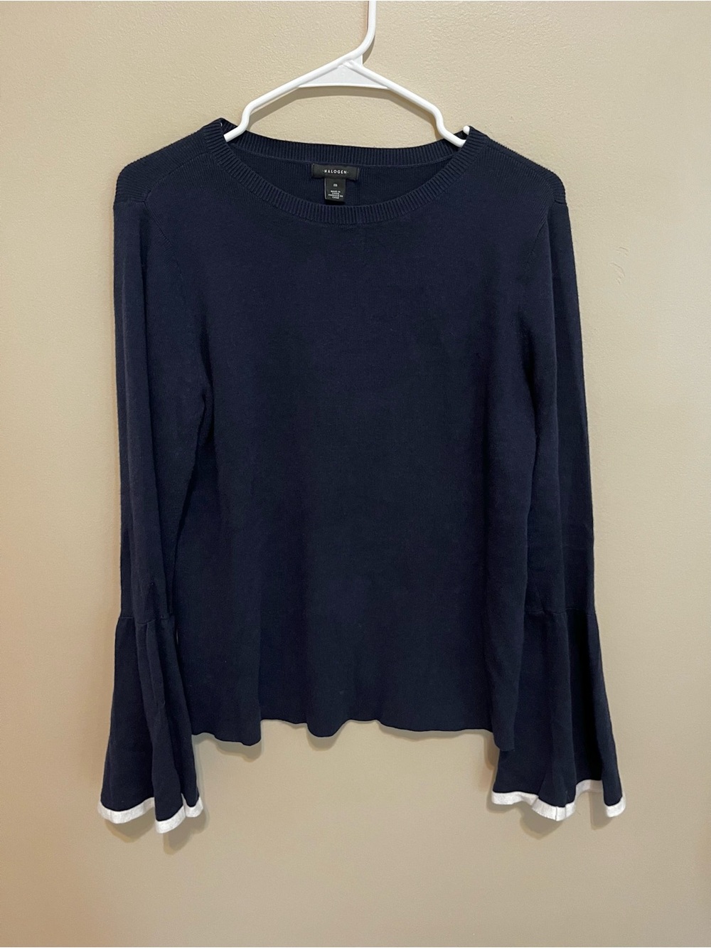 Halogen Navy Bell Sleeve Knit Top